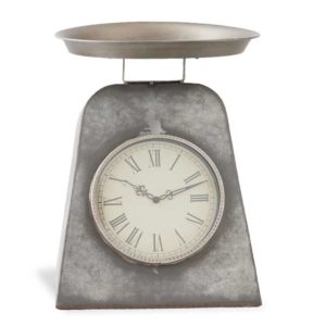 Great-Finds-Parker-Products-K&K-Interiors-15-5-inch-gray-metal-antique-scale-w-clock