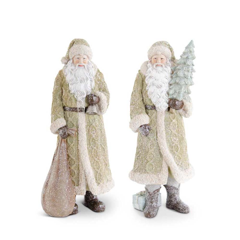 Actuator violin Tick Assorted Glittered Resin Santas in Olive Green Coat (2 Styles) | Great Finds