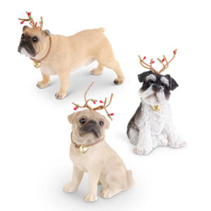 Great-Finds-Parker-Products-K&K Interiors-assorted-resin-dogs-w-antlers-and-bell-3-styles