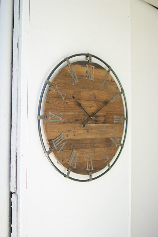 Great-Finds-Parker-Products-Kalalou-wooden-wall-clock-with-metal-frame